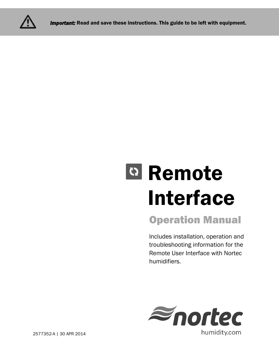 Nortec Remote Interface User Manual | 34 pages