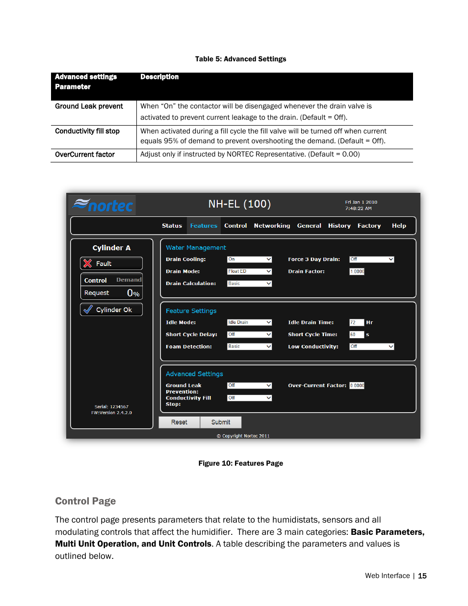 Control page | Nortec Remote Interface User Manual | Page 19 / 34