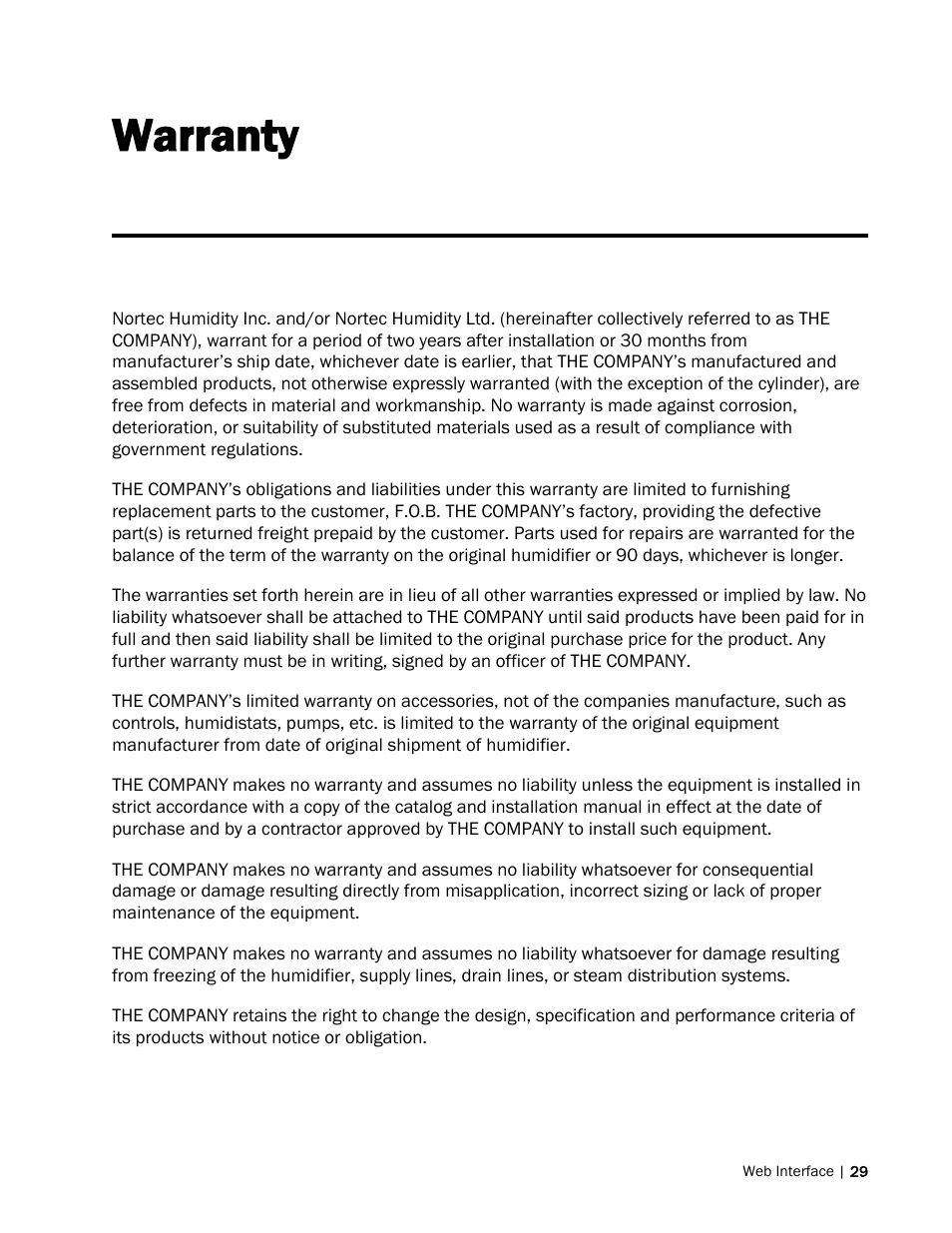 Warranty | Nortec Remote Interface User Manual | Page 33 / 34