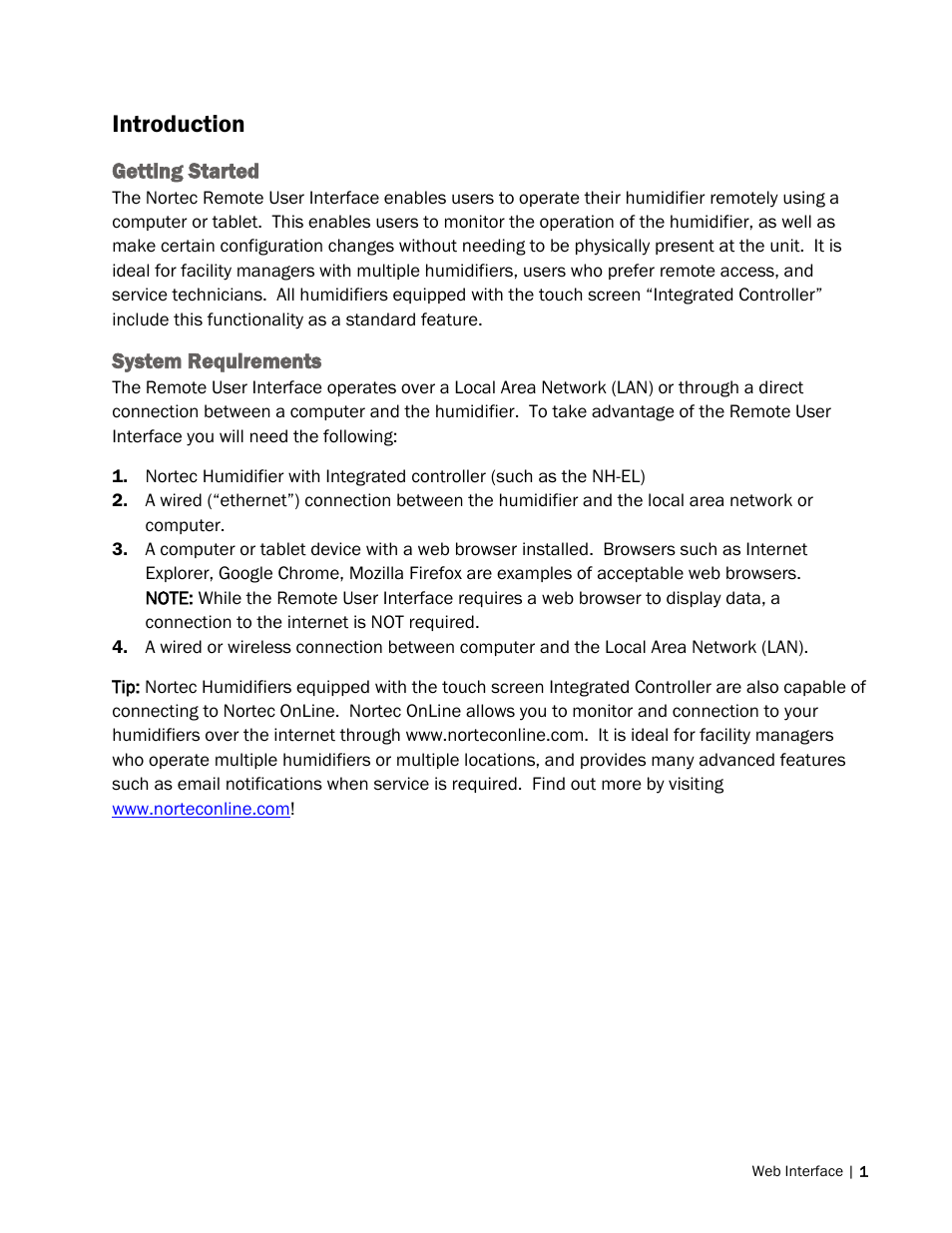 Introduction | Nortec Remote Interface User Manual | Page 5 / 34