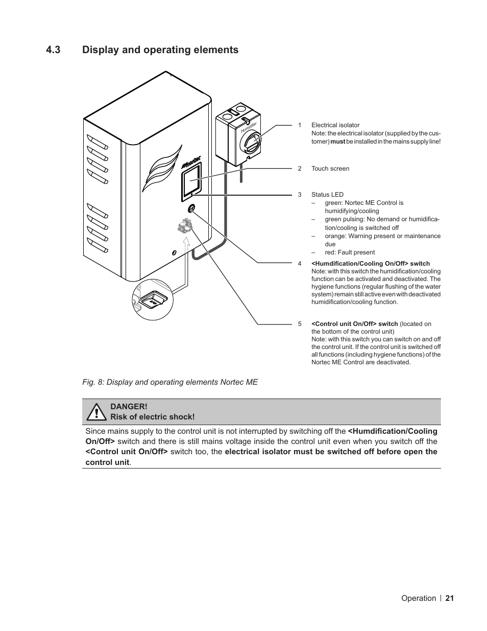 3 display and operating elements, Display and operating elements | Nortec ME Control User Manual | Page 21 / 76