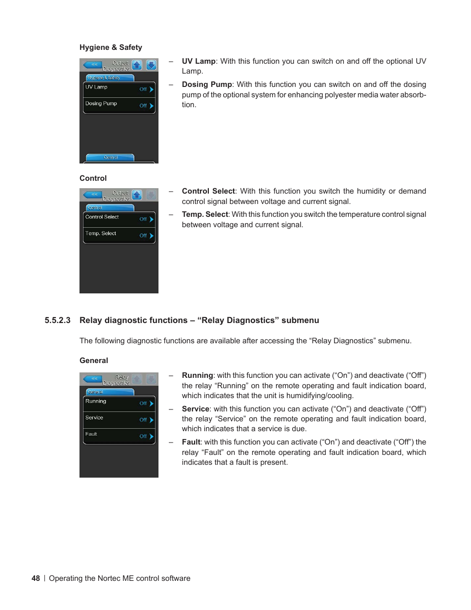 Submenu | Nortec ME Control User Manual | Page 48 / 76