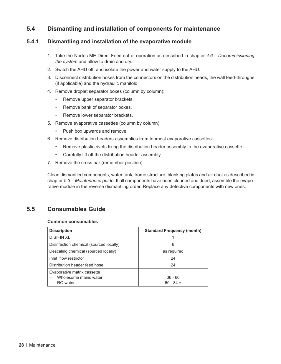 5 consumables guide, Consumables guide | Nortec ME Direct Feed User Manual | Page 28 / 40