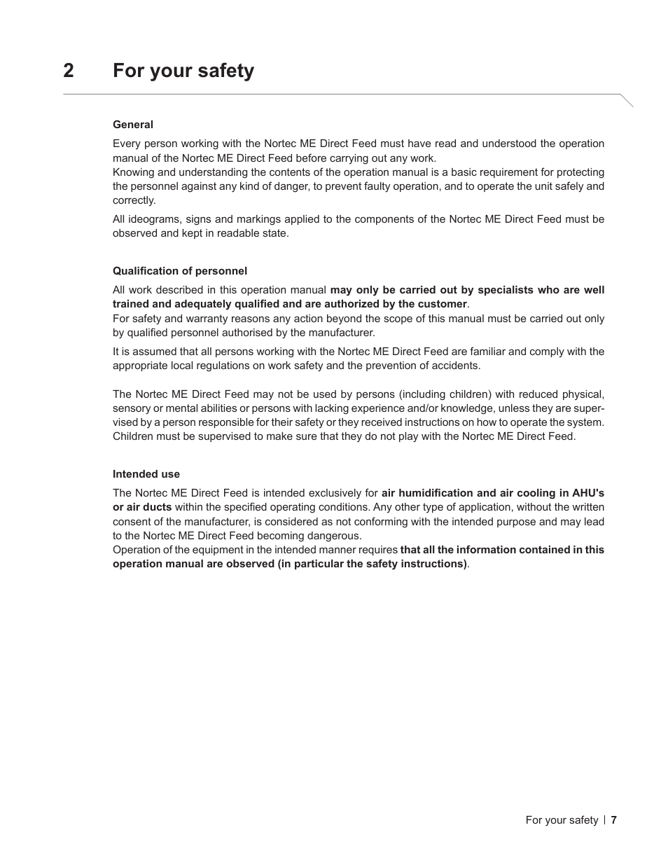 2 for your safety, For your safety, 2for your safety | Nortec ME Direct Feed User Manual | Page 7 / 40