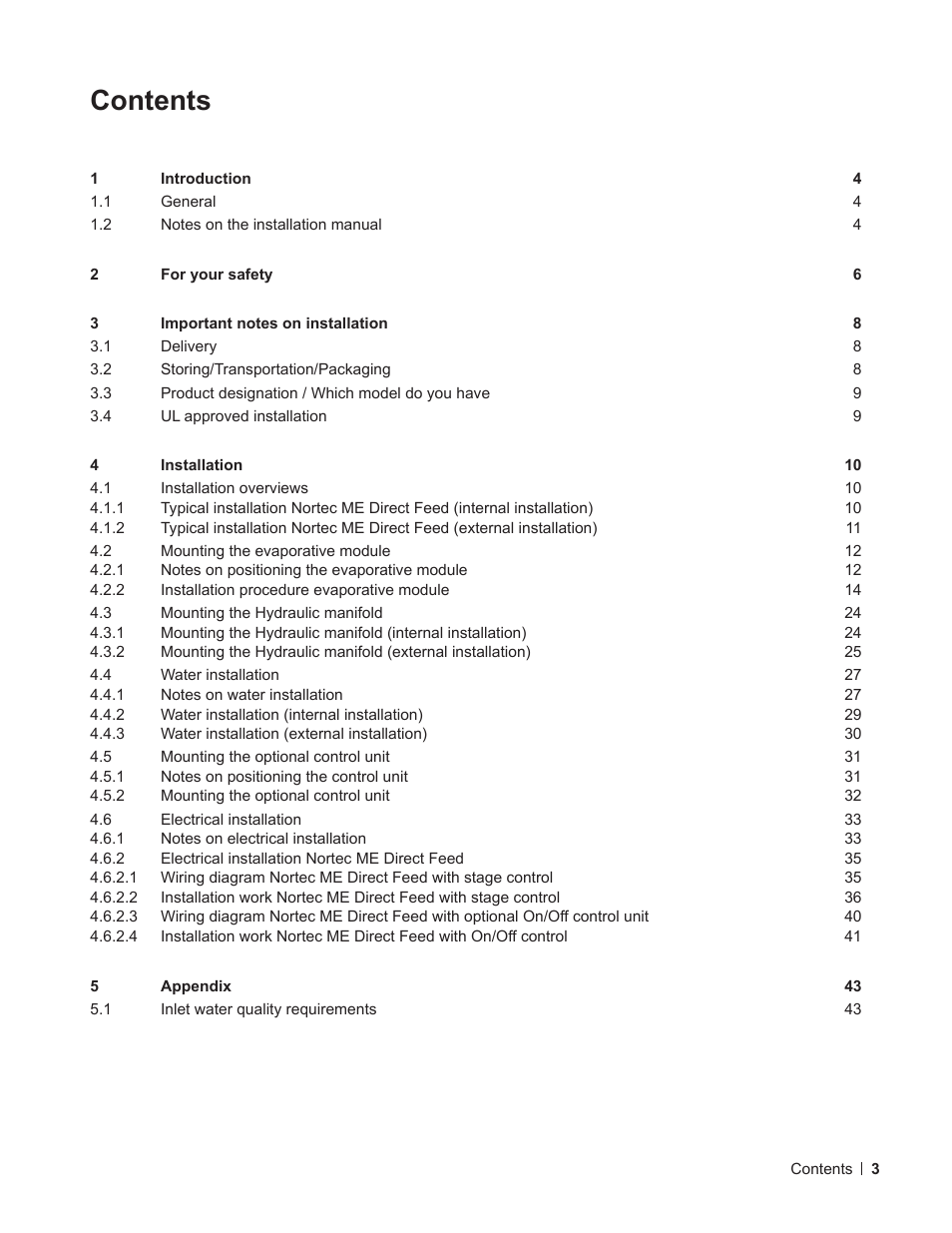 Nortec ME Direct Feed Installation User Manual | Page 3 / 48