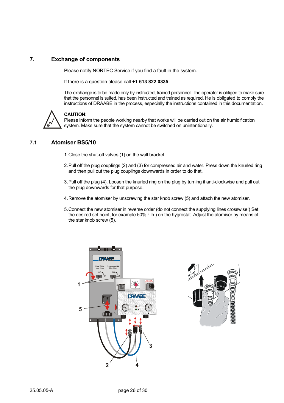 Exchange of components, Atomiser bs5/10, A page 26 of 30 | Nortec Air Humidification System BS User Manual | Page 26 / 30