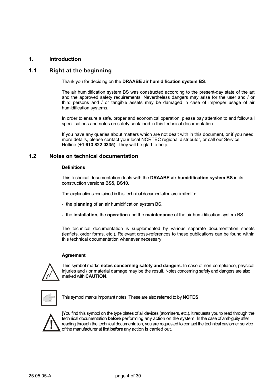 Nortec Air Humidification System BS User Manual | Page 4 / 30