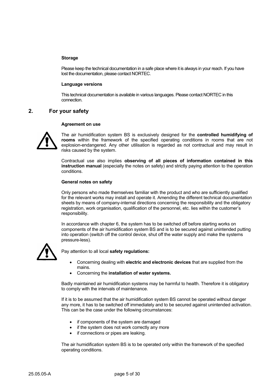 Nortec Air Humidification System BS User Manual | Page 5 / 30