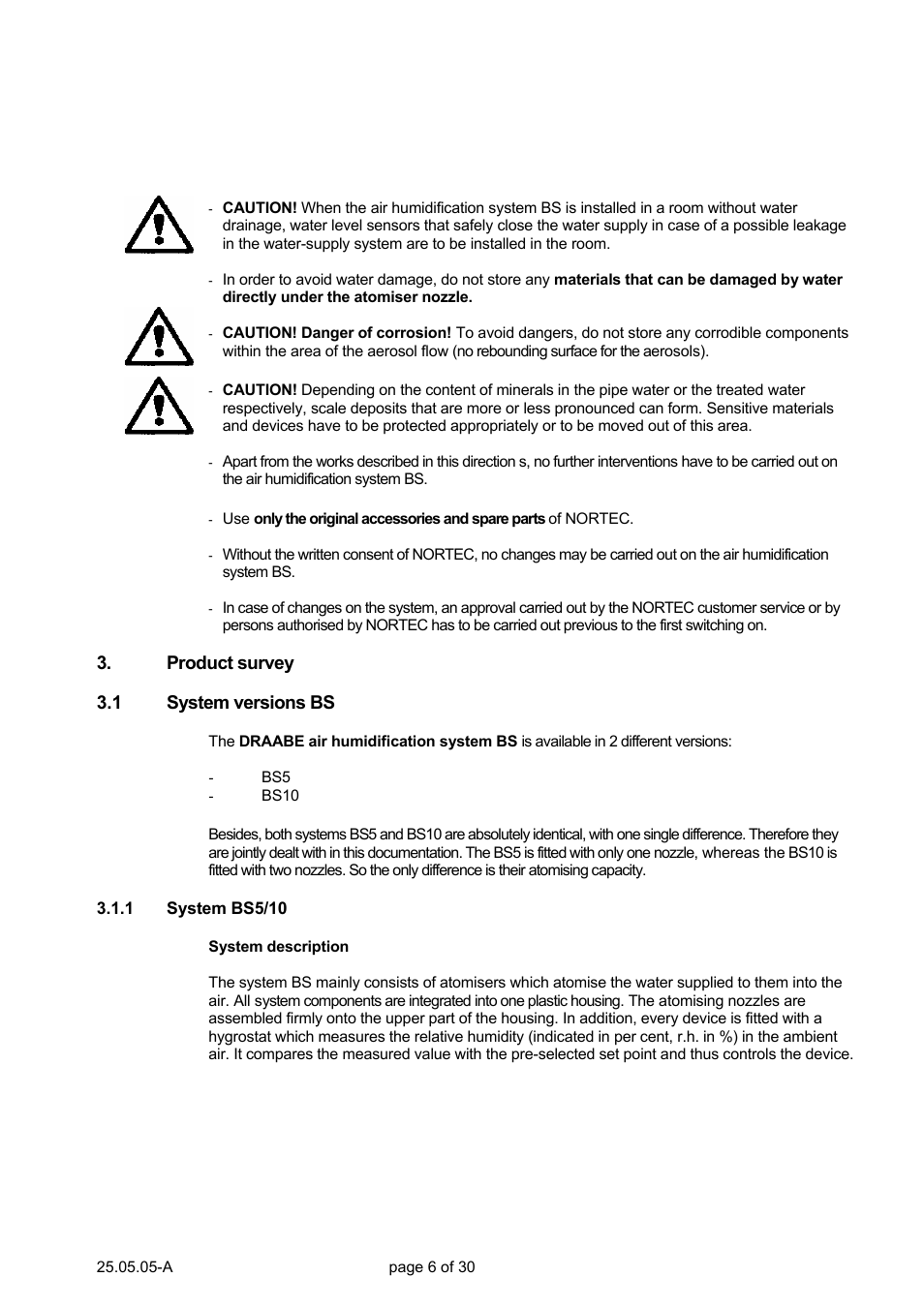 Nortec Air Humidification System BS User Manual | Page 6 / 30