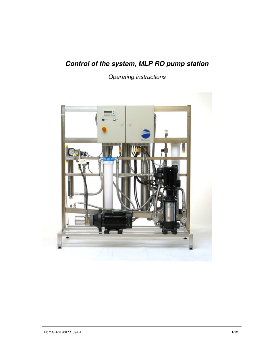 Nortec MLP RO pump station User Manual | 12 pages