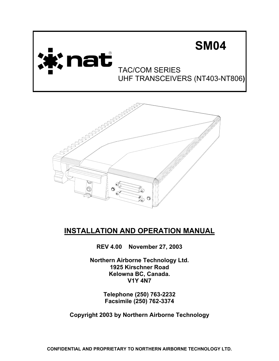 Northern Airborne Technology NT4xx User Manual | 46 pages