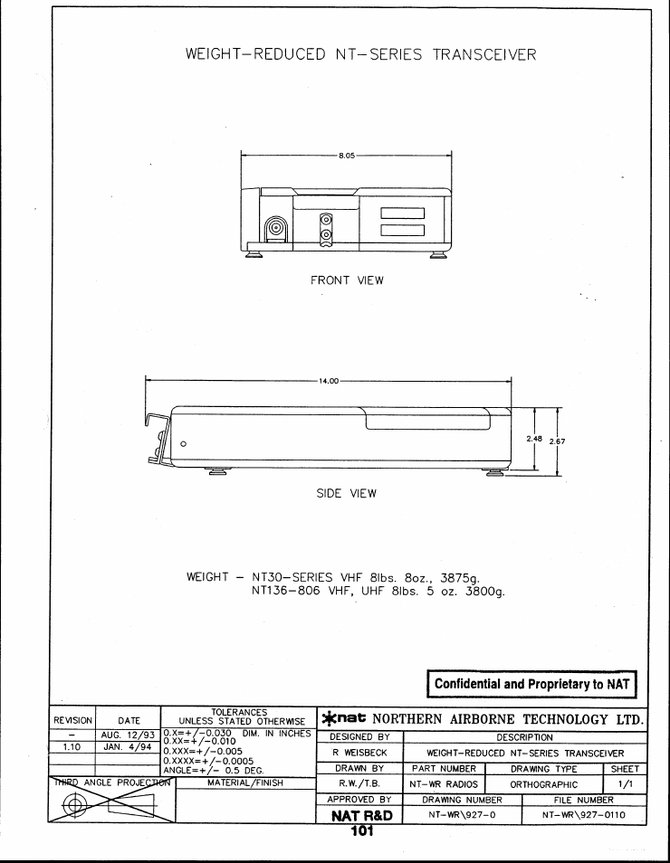 Nt-wr mechanical | Northern Airborne Technology NT4xx User Manual | Page 29 / 46