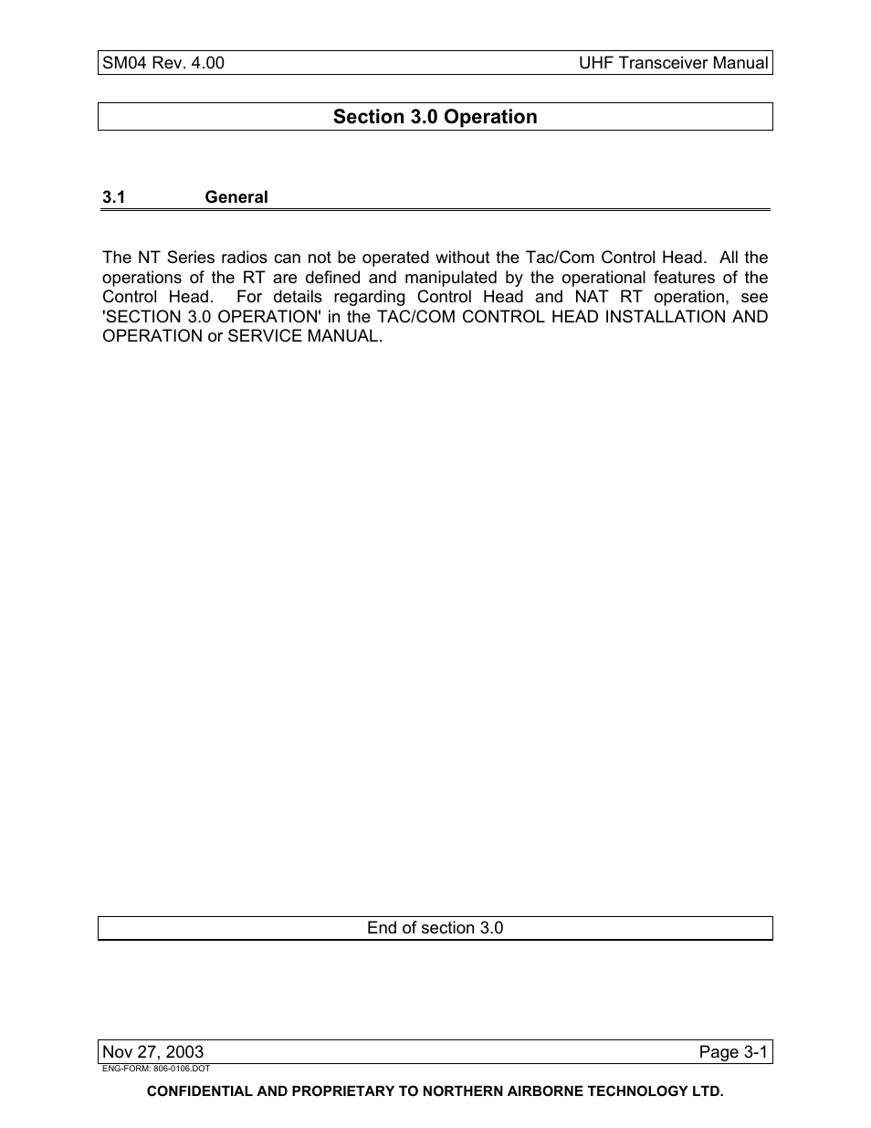 Operation, 1 general | Northern Airborne Technology NT4xx User Manual | Page 45 / 46