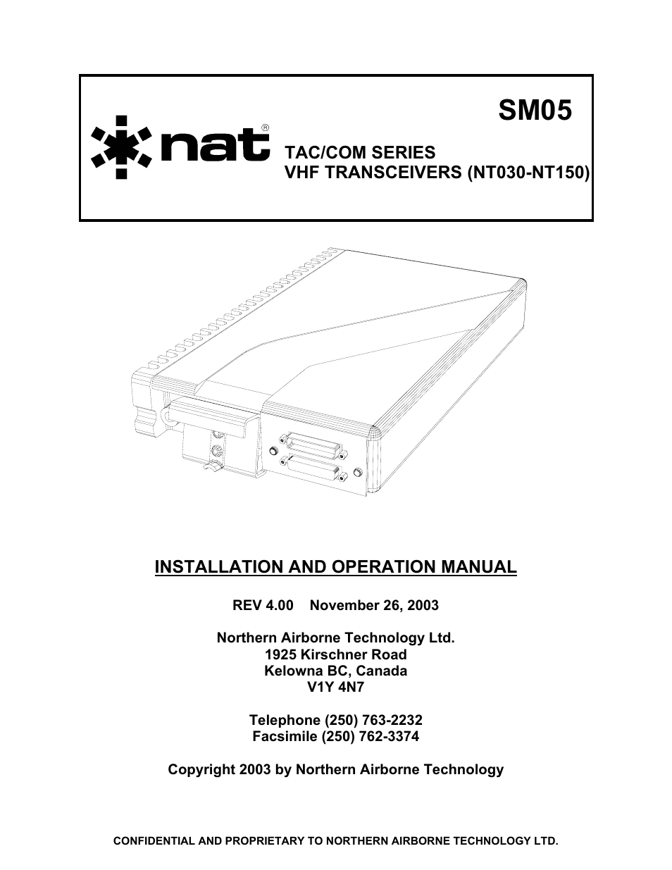 Northern Airborne Technology NT030x User Manual | 56 pages