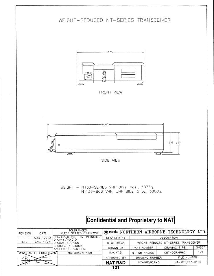 Nt-wr mech installation, Confidential and proprietary to nat | Northern Airborne Technology NT030x User Manual | Page 41 / 56