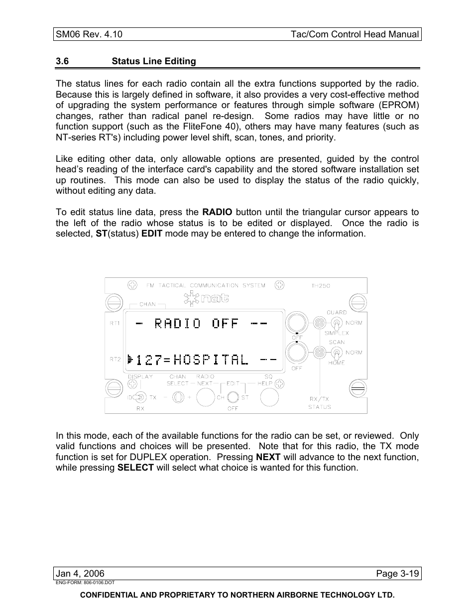 6 status line editing | Northern Airborne Technology THxxx User Manual | Page 95 / 109