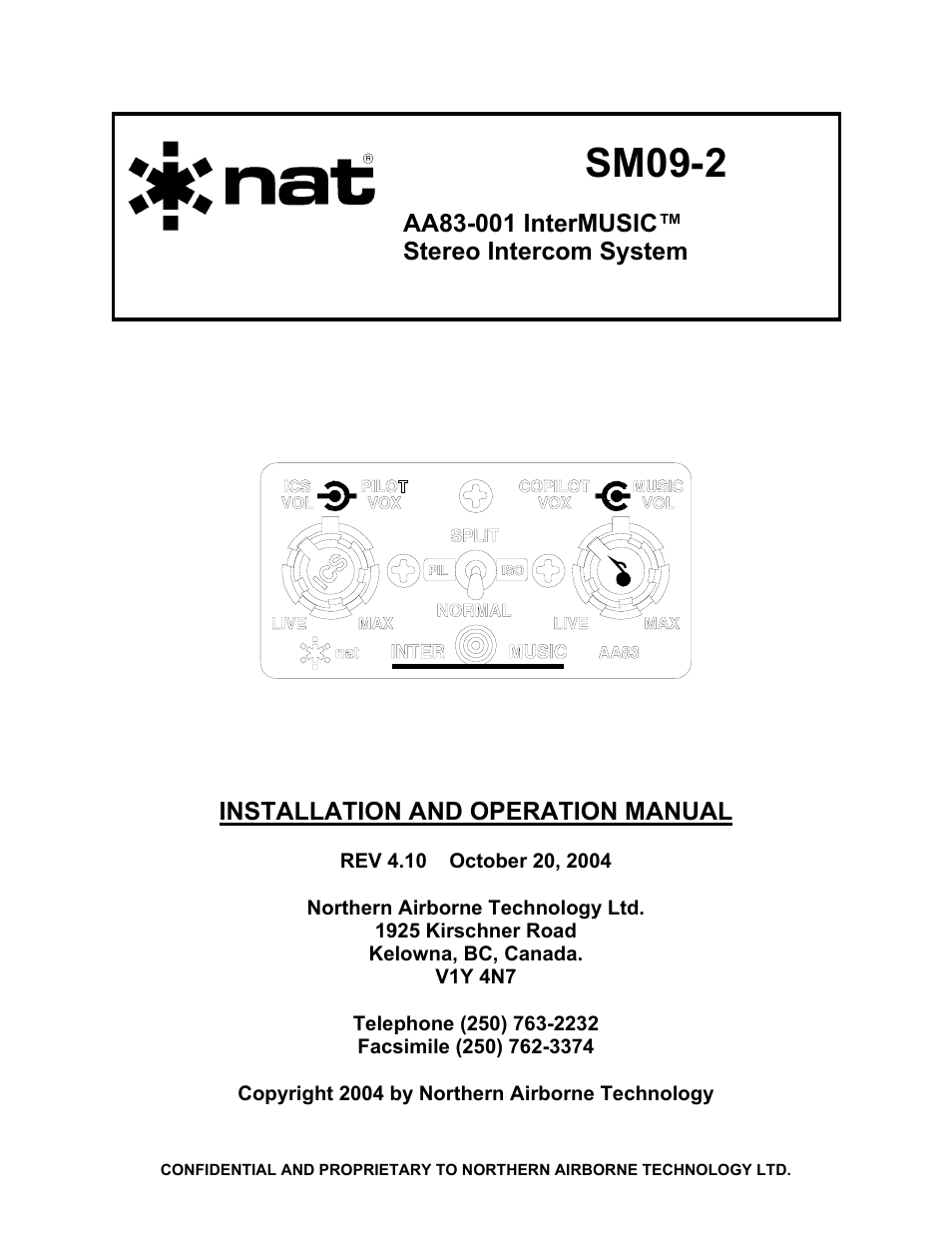 Northern Airborne Technology AA83-001 rev.4.10 User Manual | 33 pages
