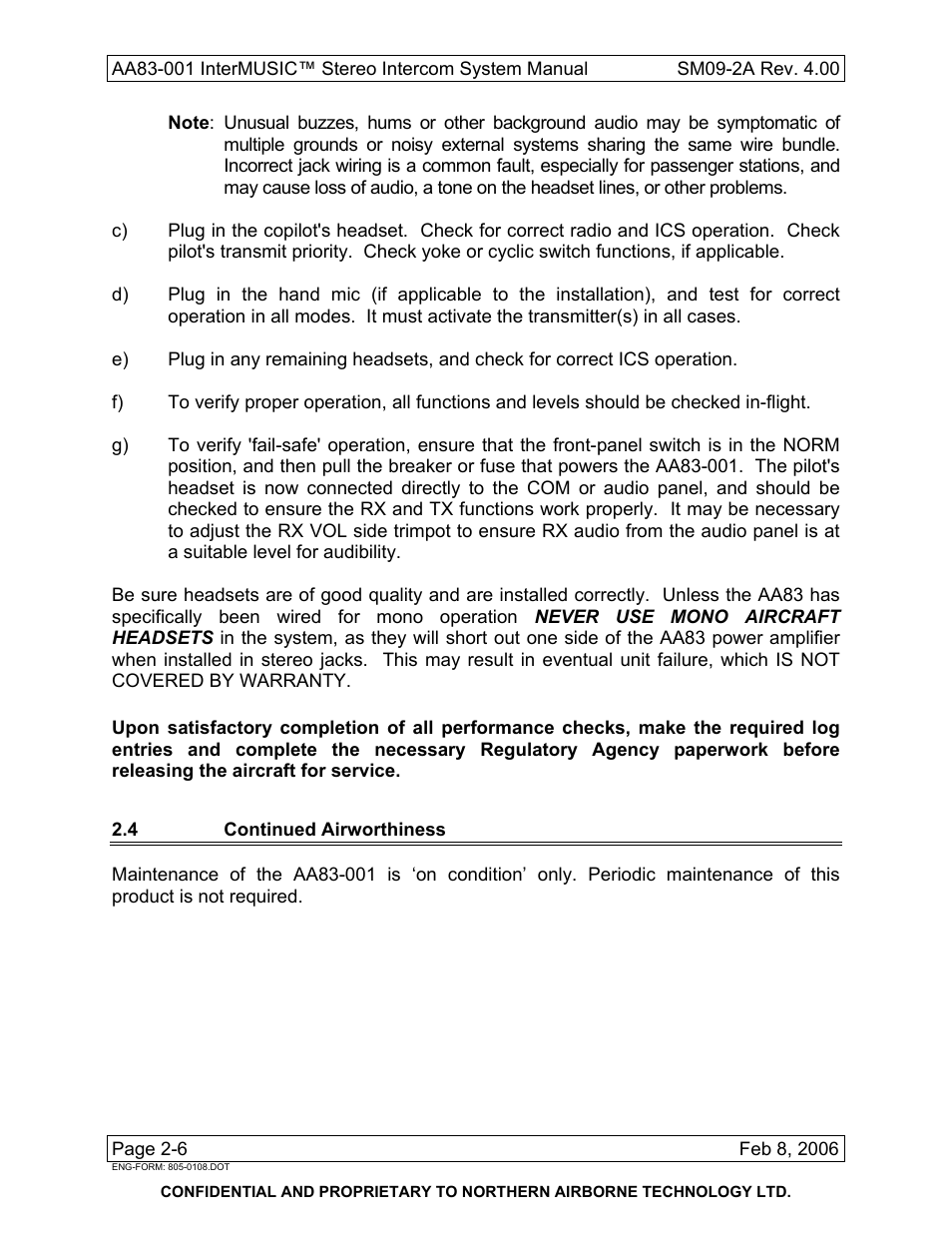 4 continued airworthiness | Northern Airborne Technology AA83-001 rev.4.00 User Manual | Page 18 / 41
