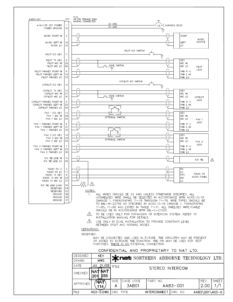 Interconnect | Northern Airborne Technology AA83-001 rev.4.00 User Manual | Page 23 / 41