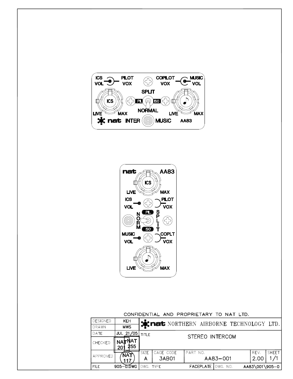 Faceplate | Northern Airborne Technology AA83-001 rev.4.00 User Manual | Page 27 / 41