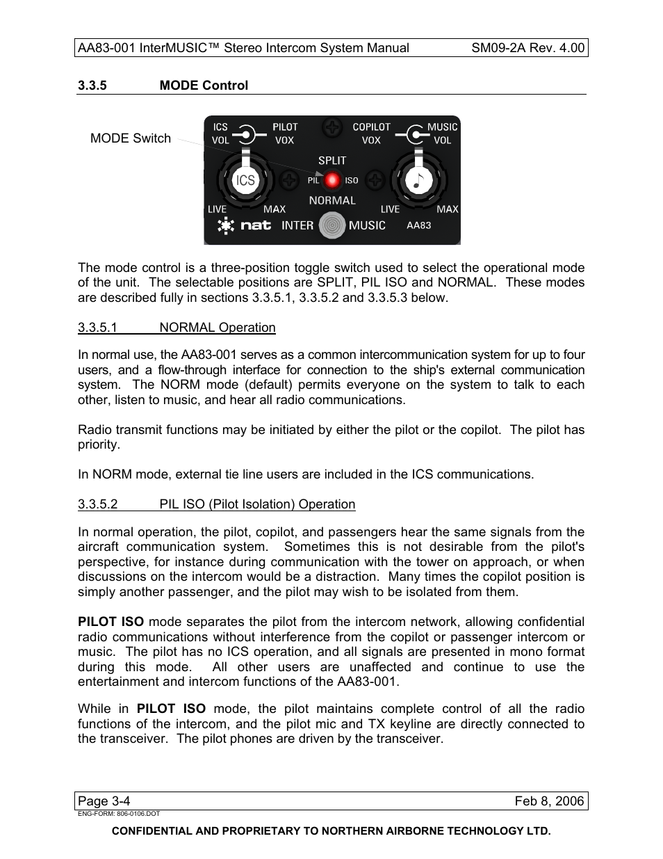 5 mode control | Northern Airborne Technology AA83-001 rev.4.00 User Manual | Page 38 / 41