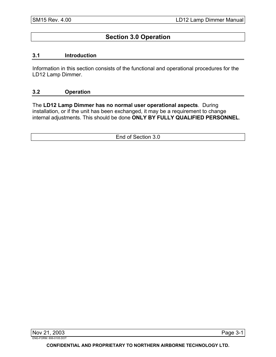 Operation, 1 introduction, 2 operation | Northern Airborne Technology LD12 User Manual | Page 25 / 26