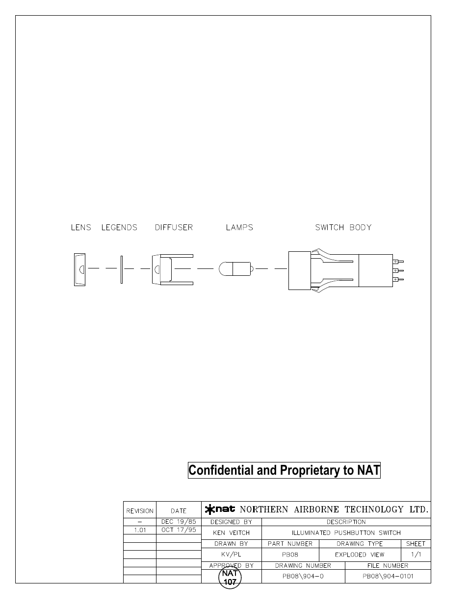 Exploded view, Confidential and proprietary to nat | Northern Airborne Technology PB08 User Manual | Page 13 / 18