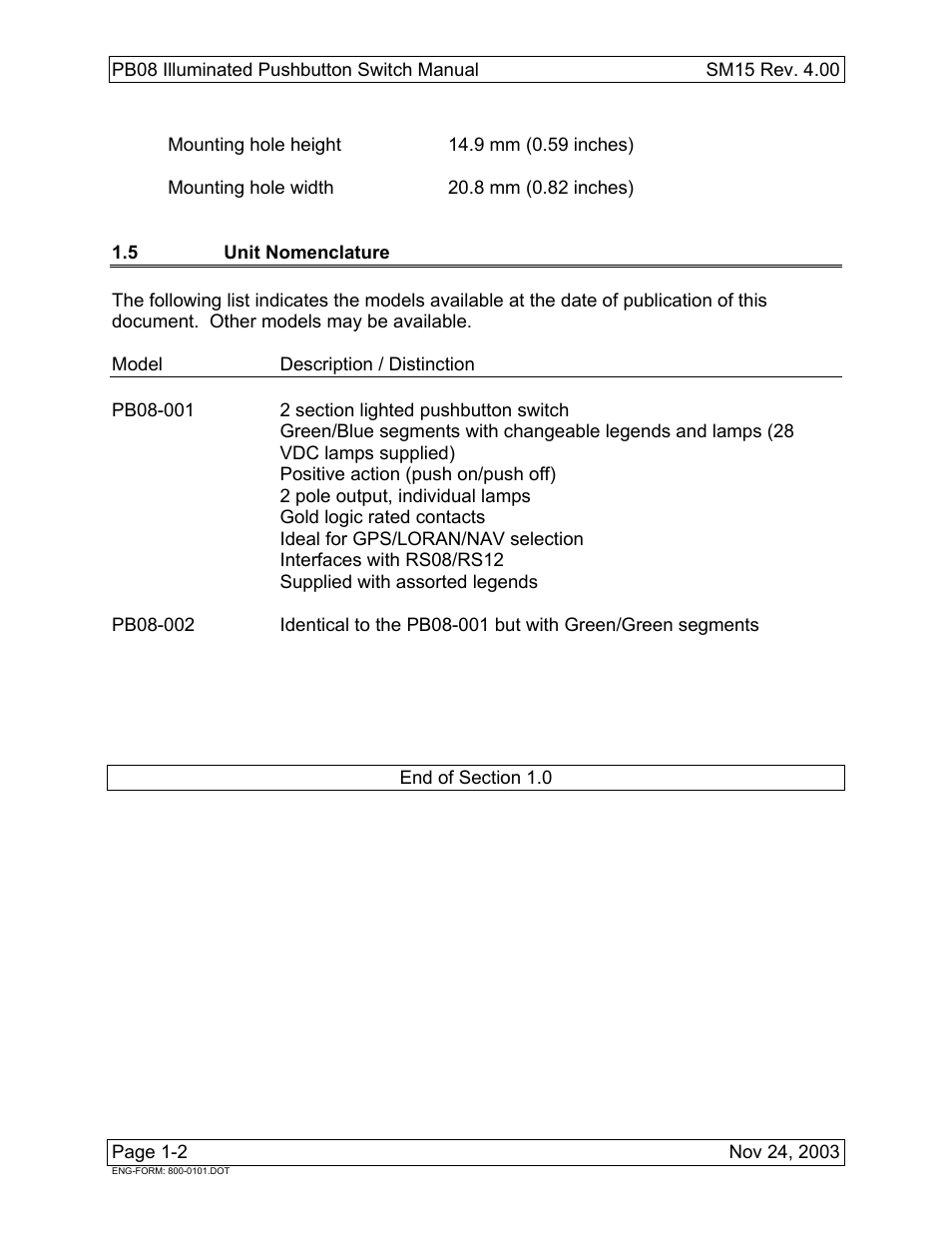 5 unit nomenclature | Northern Airborne Technology PB08 User Manual | Page 8 / 18