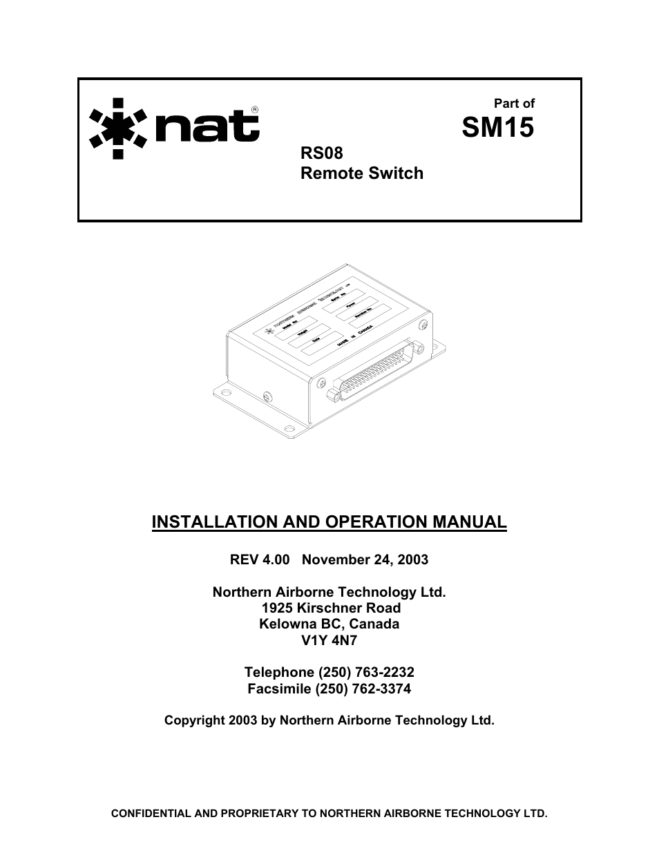 Northern Airborne Technology RS08 User Manual | 34 pages