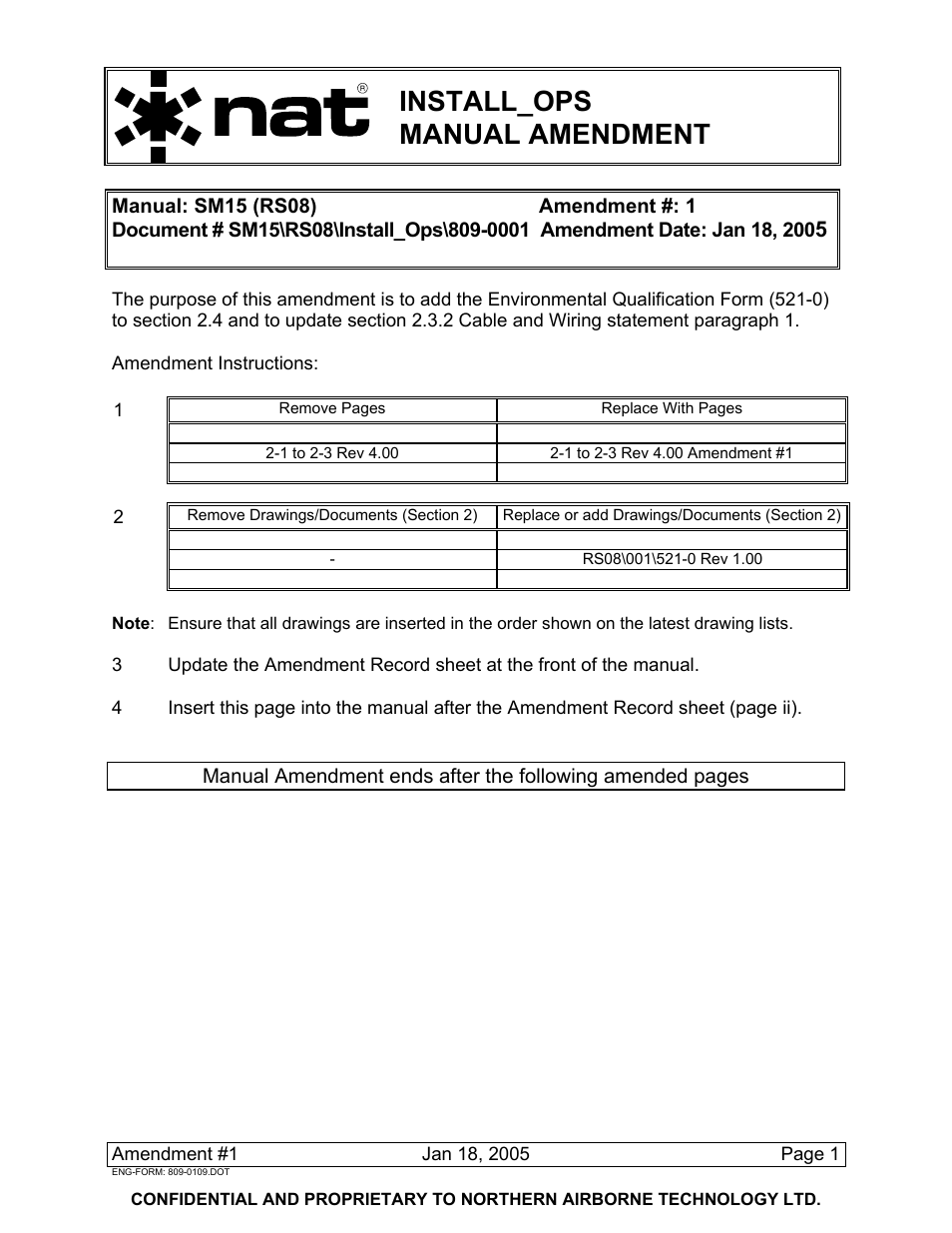 Install_ops manual amendment | Northern Airborne Technology RS08 User Manual | Page 5 / 34