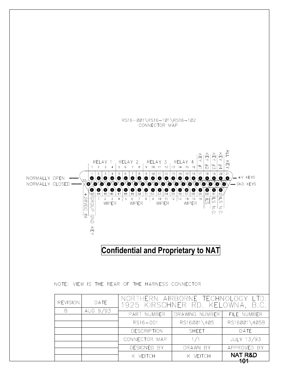 Connector map, Confidential and proprietary to nat | Northern Airborne Technology RS16 User Manual | Page 21 / 30