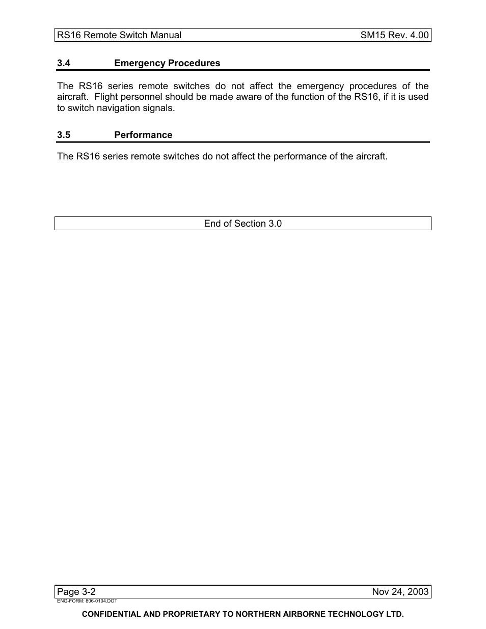 4 emergency procedures, 5 performance | Northern Airborne Technology RS16 User Manual | Page 30 / 30