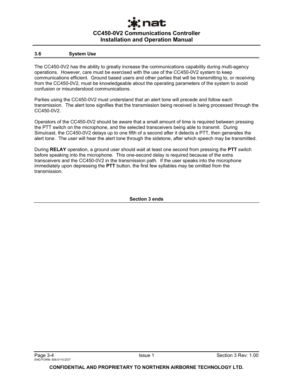 6 system use | Northern Airborne Technology CC250 User Manual | Page 46 / 46