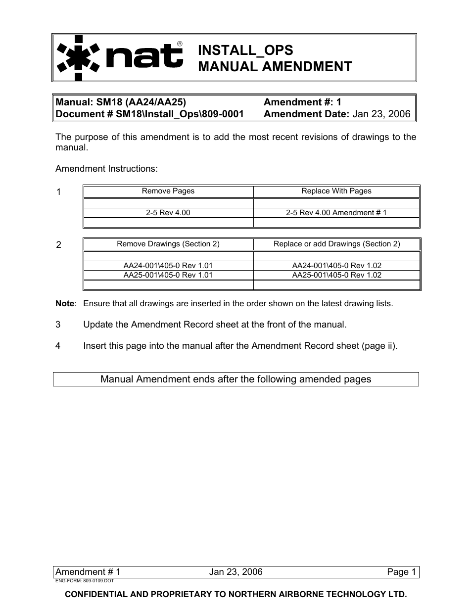 Install_ops manual amendment | Northern Airborne Technology AA24 User Manual | Page 5 / 45