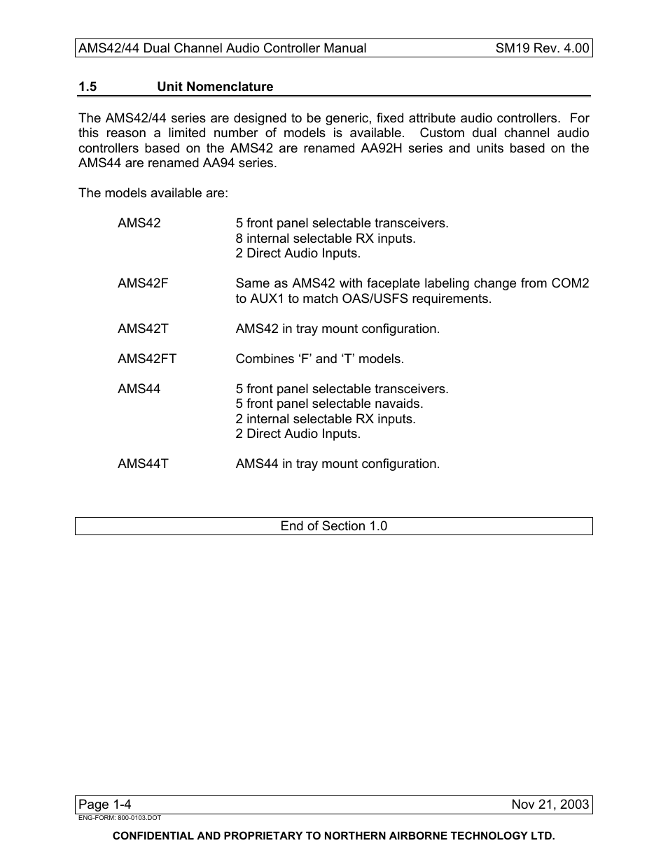 5 unit nomenclature | Northern Airborne Technology AMS42 User Manual | Page 18 / 68