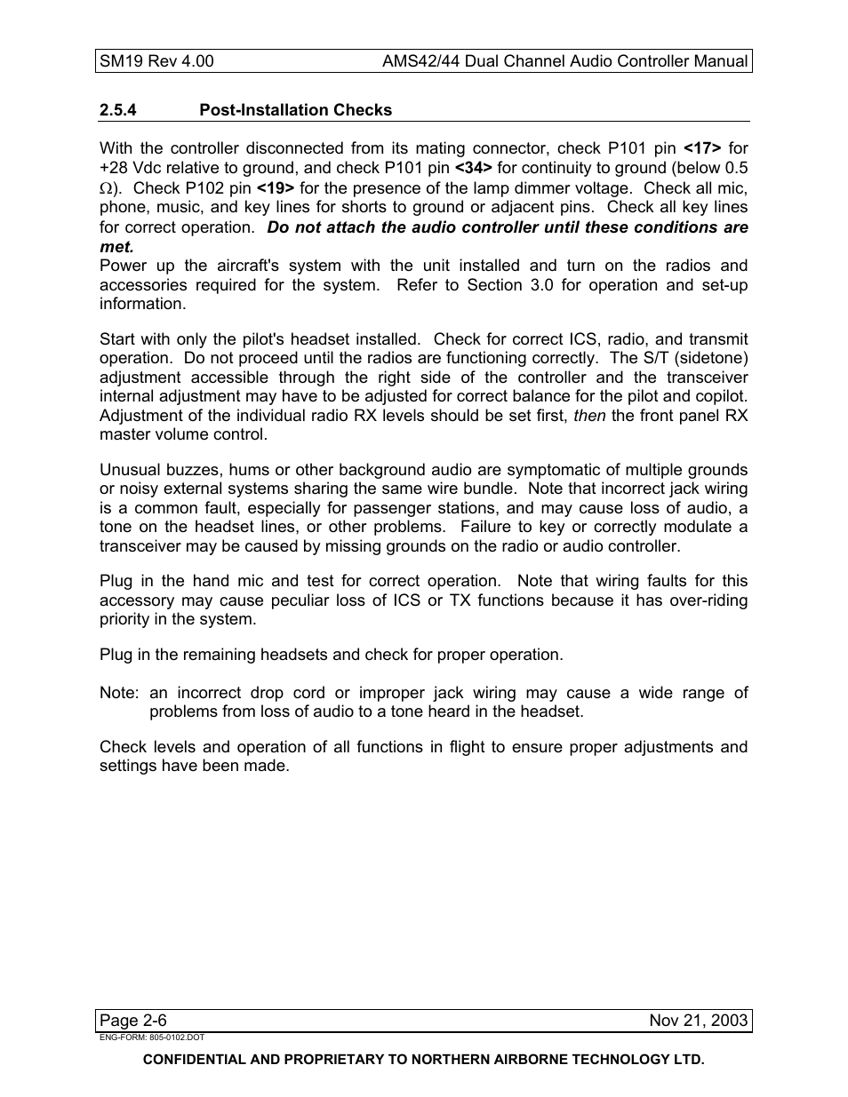 4 post-installation checks | Northern Airborne Technology AMS42 User Manual | Page 24 / 68