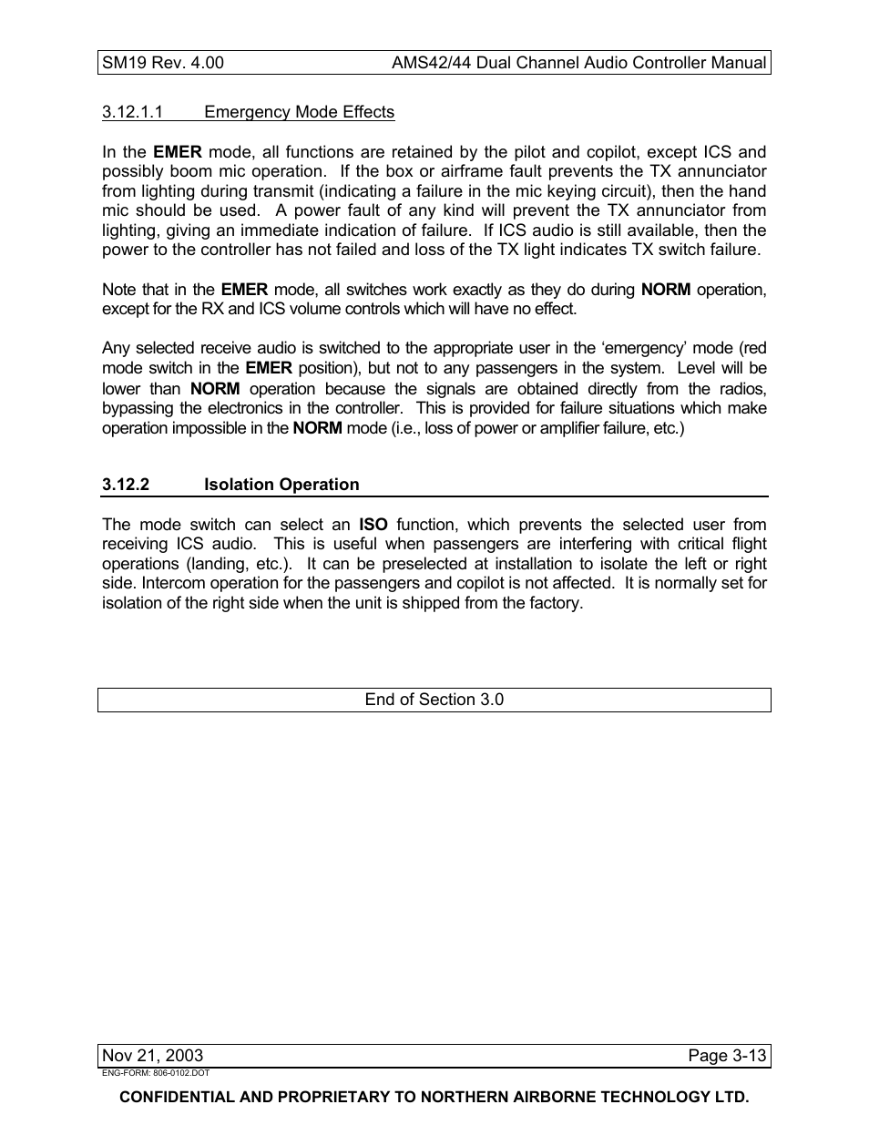 2 isolation operation | Northern Airborne Technology AMS42 User Manual | Page 67 / 68