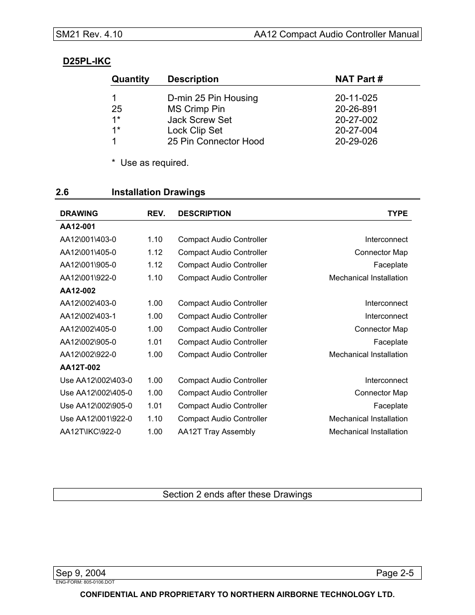 6 installation drawings, Aa12-001, Aa12-002 | Aa12t-002, Aa12t\ikc | Northern Airborne Technology AA12 User Manual | Page 15 / 41