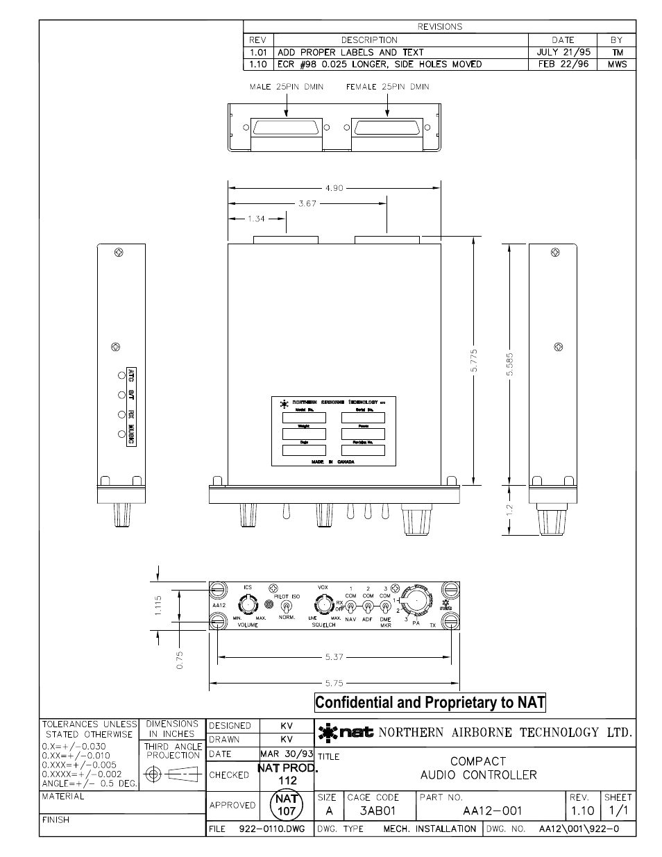 Mech.installation, Confidential and proprietary to nat | Northern Airborne Technology AA12 User Manual | Page 23 / 41