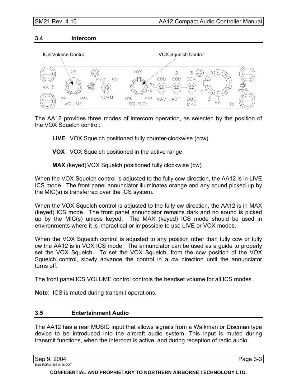 4 intercom, 5 entertainment audio | Northern Airborne Technology AA12 User Manual | Page 39 / 41