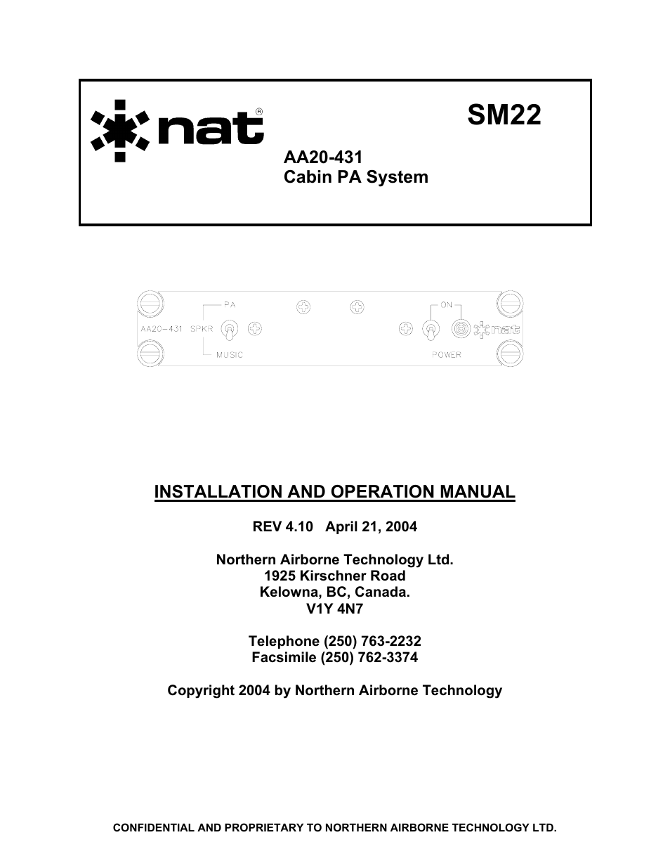 Northern Airborne Technology AA20-431 User Manual | 28 pages