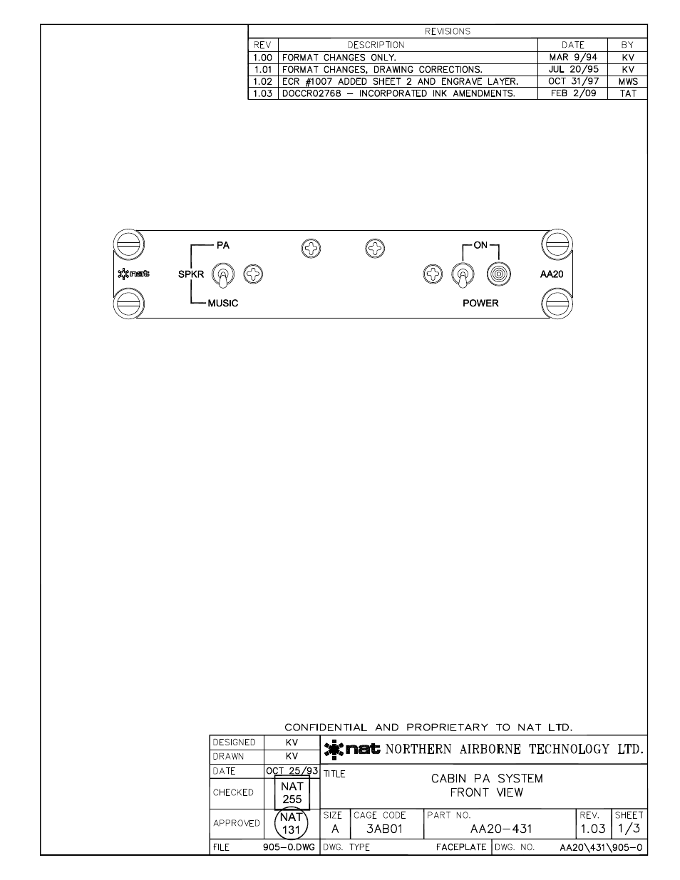 Faceplate | Northern Airborne Technology AA20-431 User Manual | Page 23 / 28