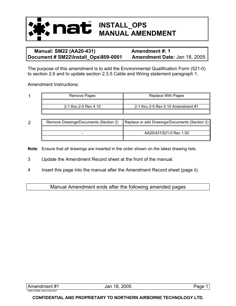 Install_ops manual amendment | Northern Airborne Technology AA20-431 User Manual | Page 4 / 28