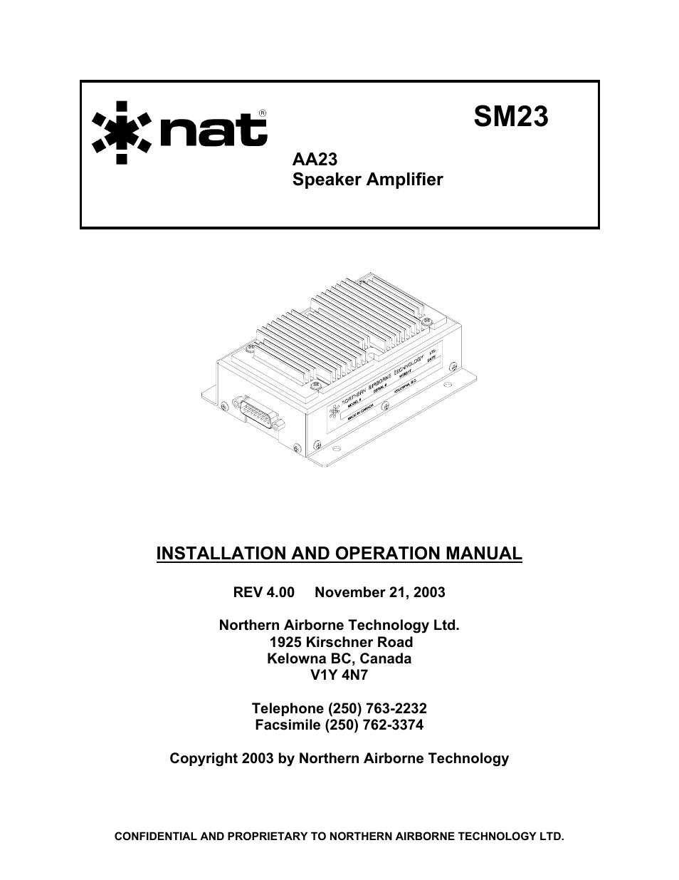 Northern Airborne Technology AA23 User Manual | 38 pages