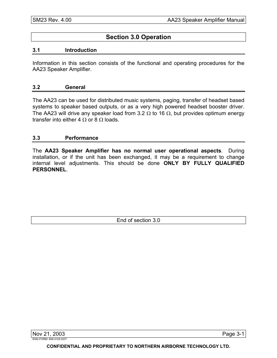 Operation, 1 introduction, 2 general | 3 performance | Northern Airborne Technology AA23 User Manual | Page 37 / 38