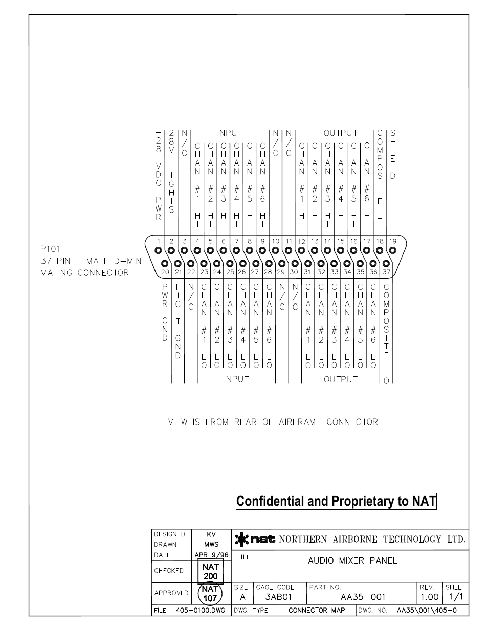 Connector map, Confidential and proprietary to nat | Northern Airborne Technology AA35 User Manual | Page 12 / 17
