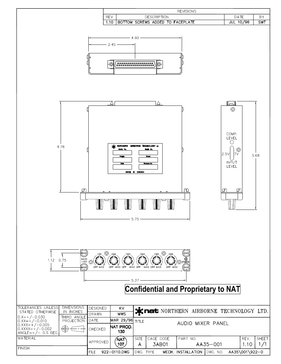 Mechanical installation, Confidential and proprietary to nat | Northern Airborne Technology AA35 User Manual | Page 16 / 17