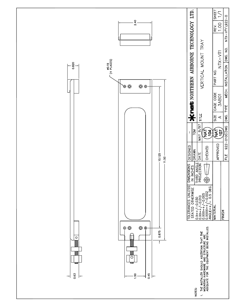 Vertical mount tray | Northern Airborne Technology NTX User Manual | Page 33 / 50