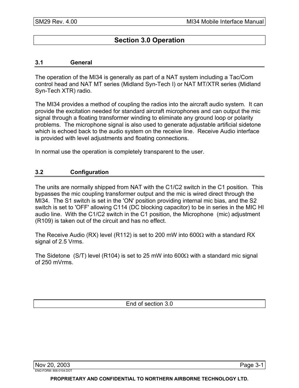 Operation, 1 general, 2 configuration | Northern Airborne Technology MI34 User Manual | Page 25 / 26