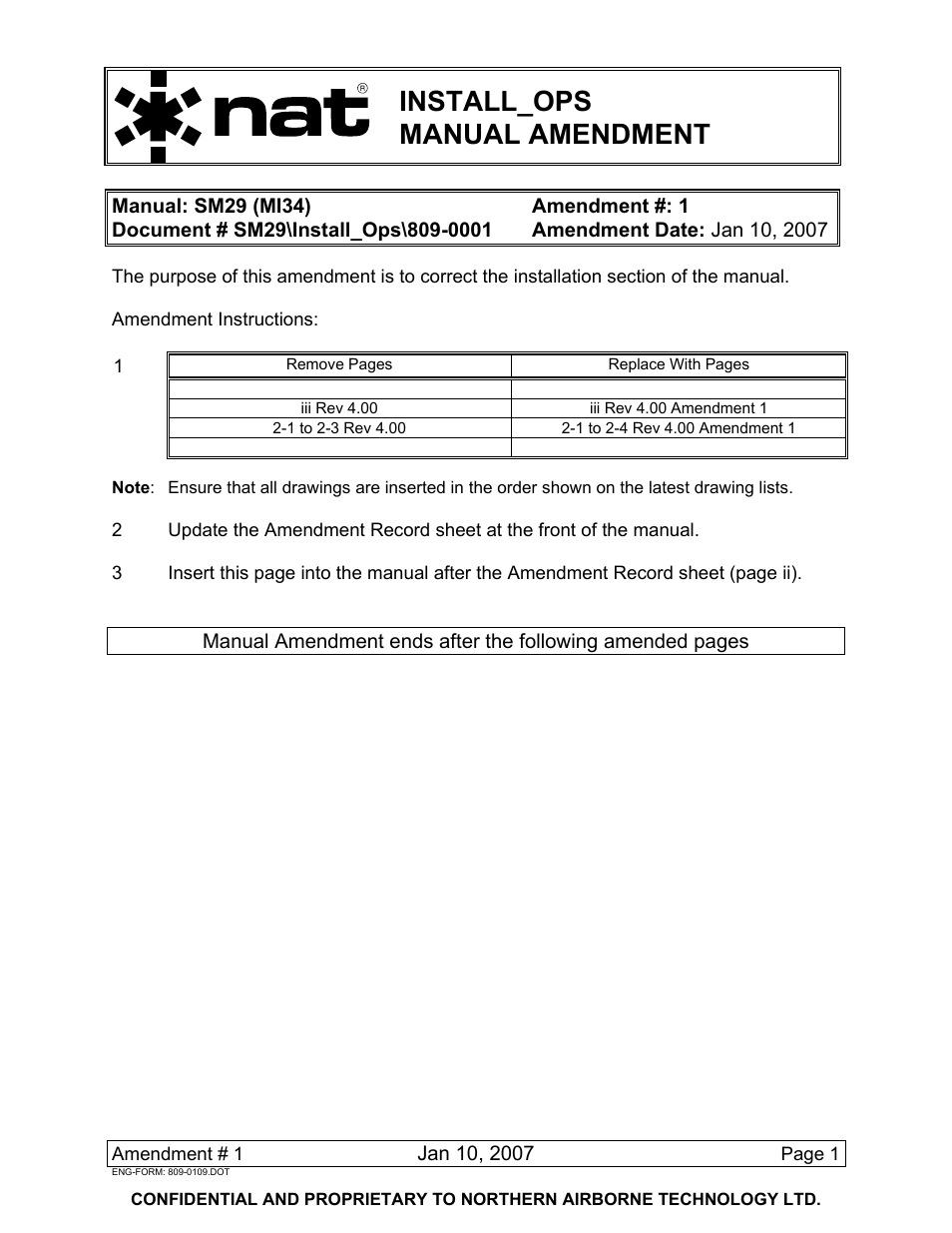 Install_ops manual amendment | Northern Airborne Technology MI34 User Manual | Page 5 / 26